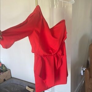 Elegant Red One-Shoulder Dress